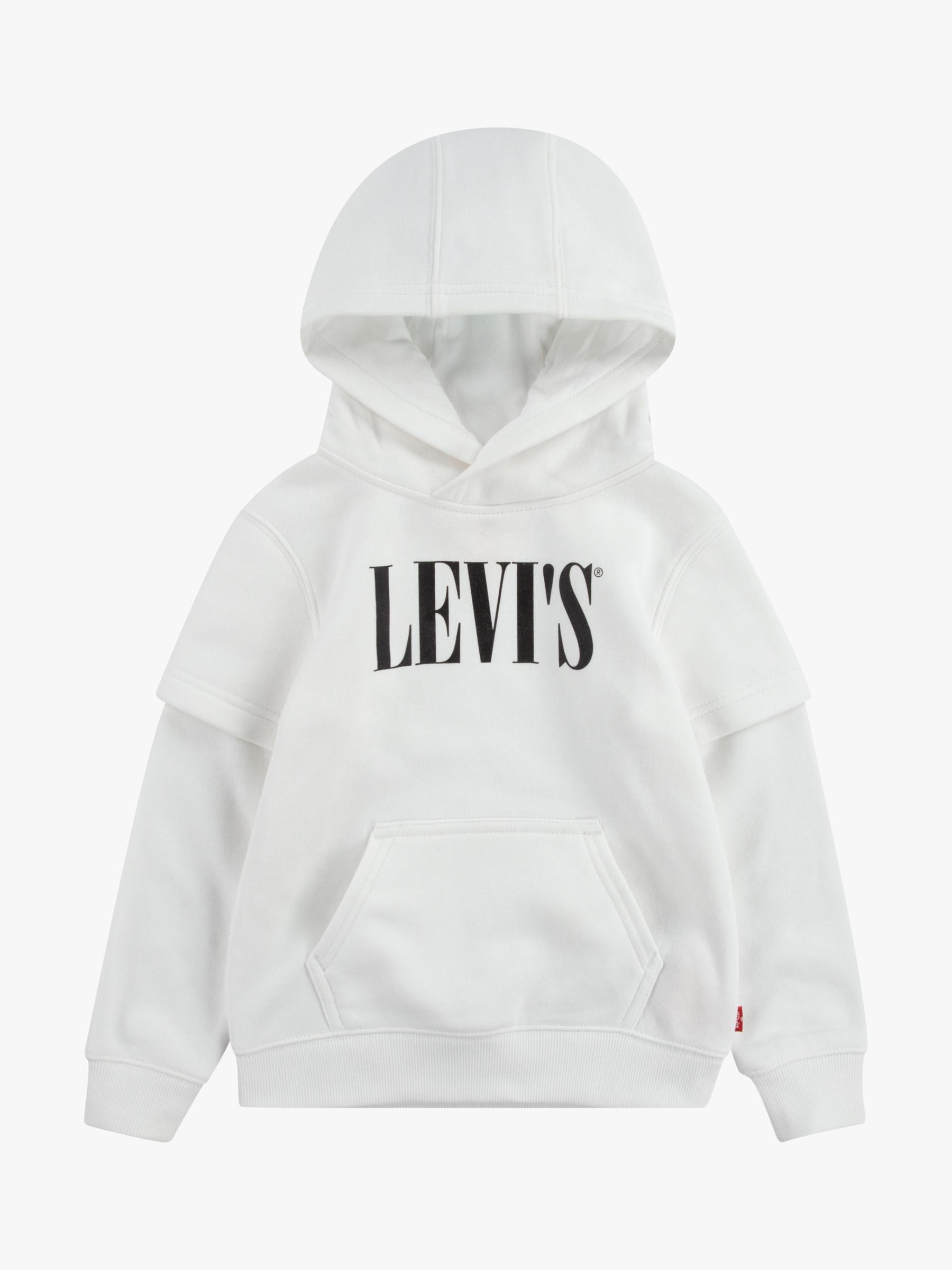 Levi's Boys' Tiered Sleeve Hoodie, White at John Lewis & Partners
