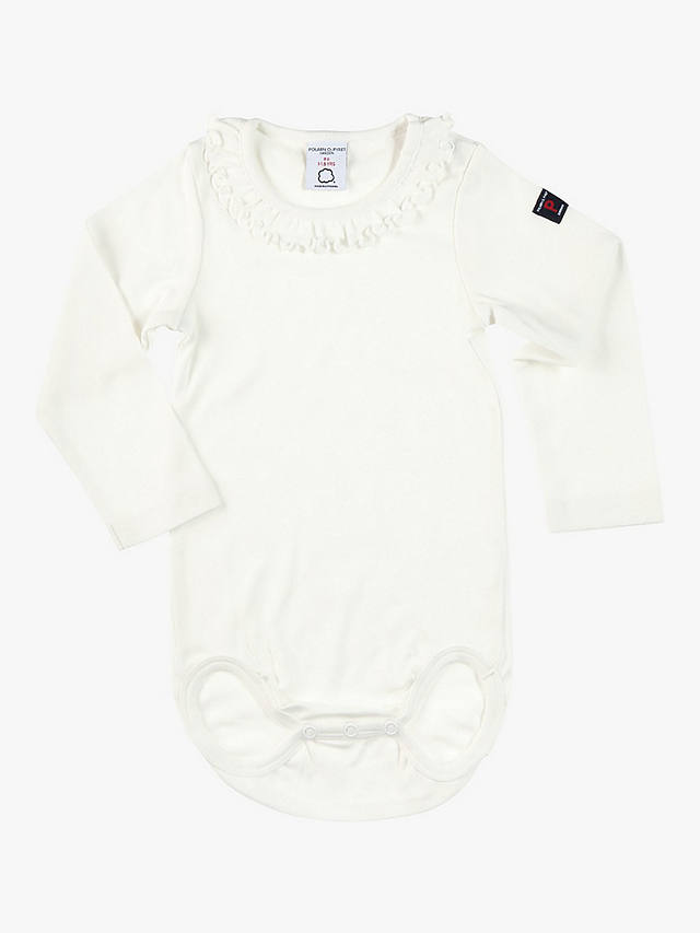 Polarn O. Pyret Baby GOTS Organic Cotton Frill Collar Bodysuit, White