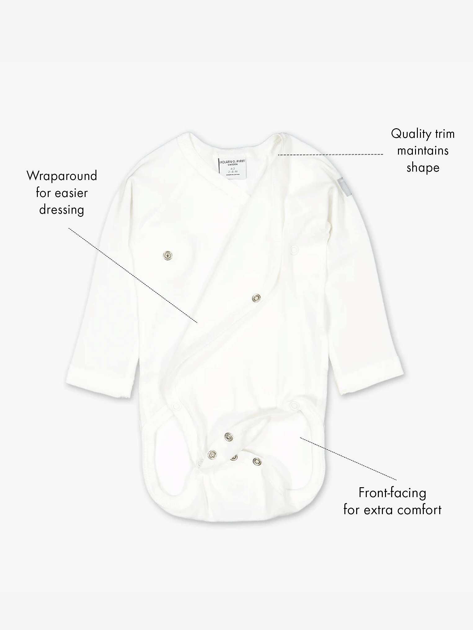 Buy Polarn O. Pyret Baby GOTS Organic Cotton Frill Collar Bodysuit, White Online at johnlewis.com