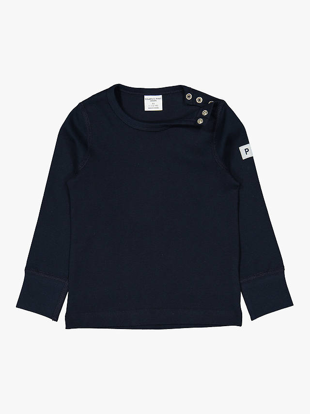 Polarn O. Pyret Baby GOTS Organic Cotton Long Sleeve T-Shirt, Blue