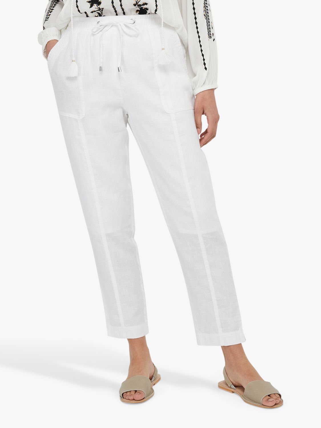 white linen joggers