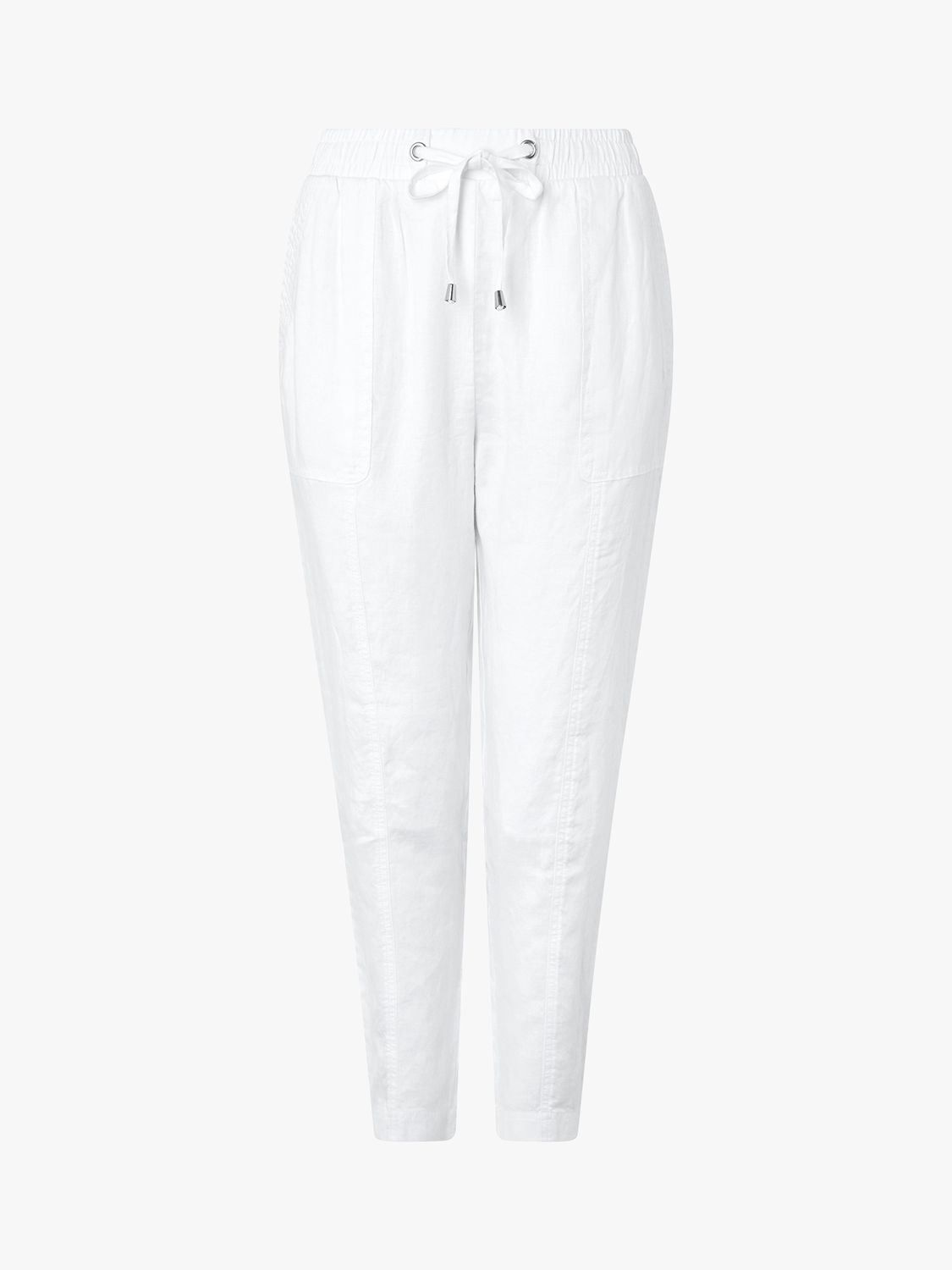 white linen joggers