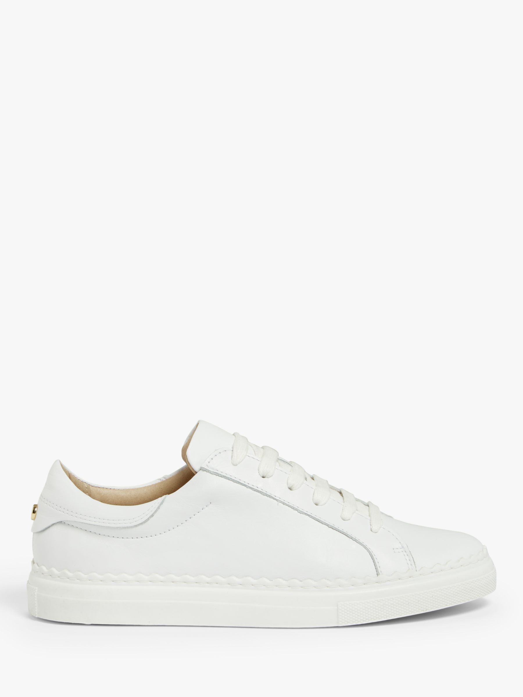 John Lewis Fiona Scalloped Detail Leather Trainers, White at John Lewis ...