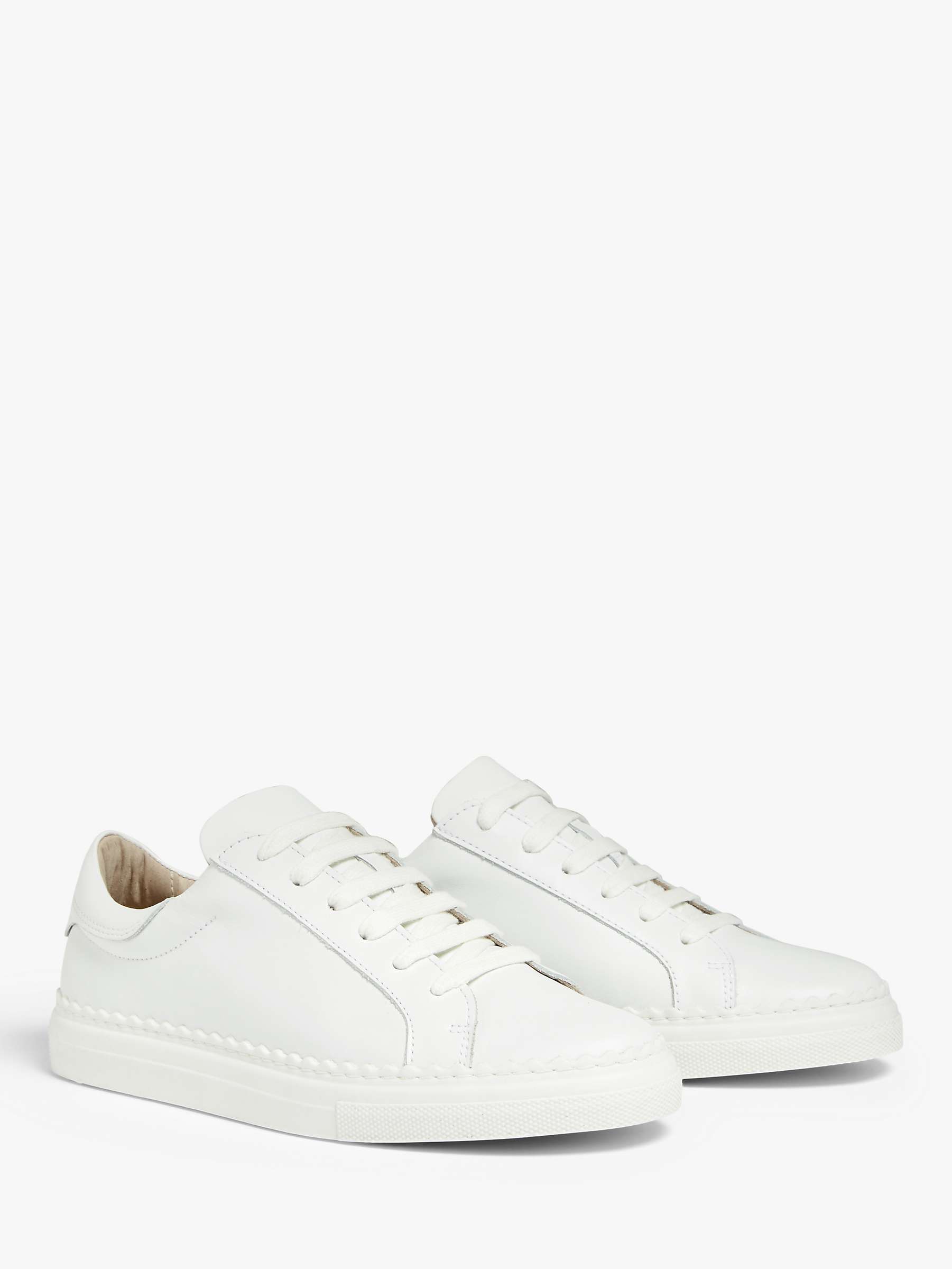 Buy John Lewis Fiona Scalloped Detail Leather Trainers, White Online at johnlewis.com