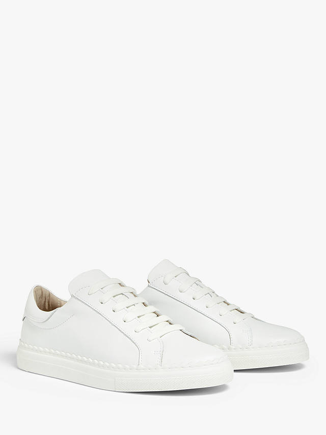 John Lewis Fiona Scalloped Detail Leather Trainers, White at John Lewis ...