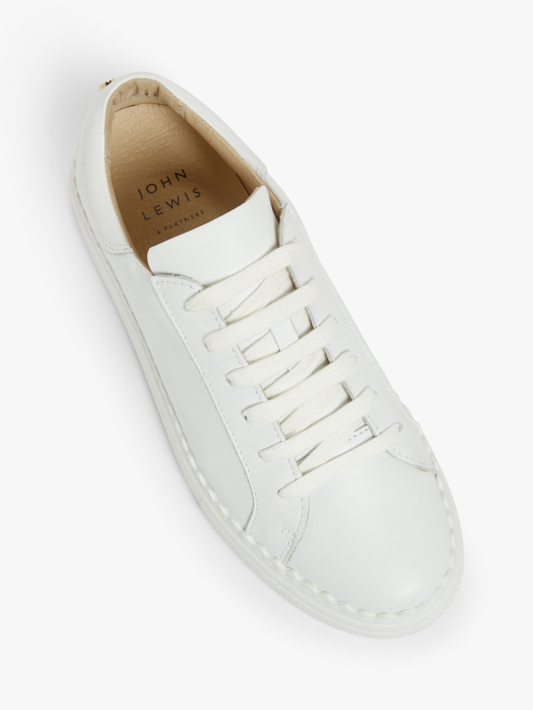 Buy John Lewis Fiona Scalloped Detail Leather Trainers, White Online at johnlewis.com