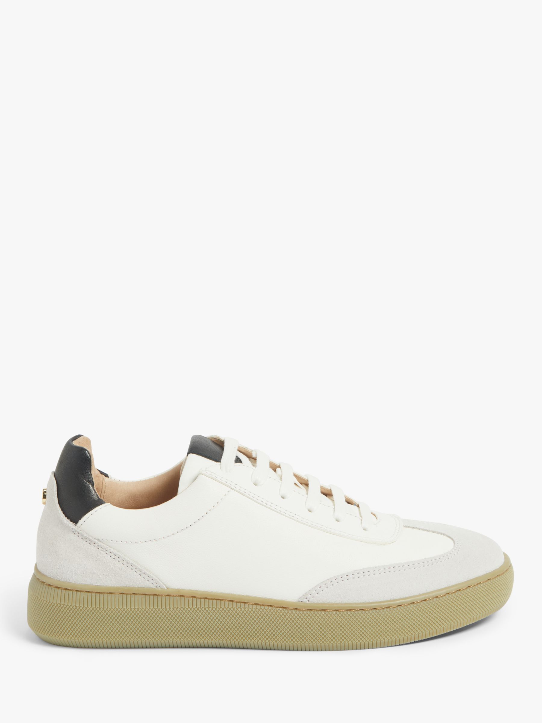 John Lewis Fern Leather Trainers, White at John Lewis & Partners