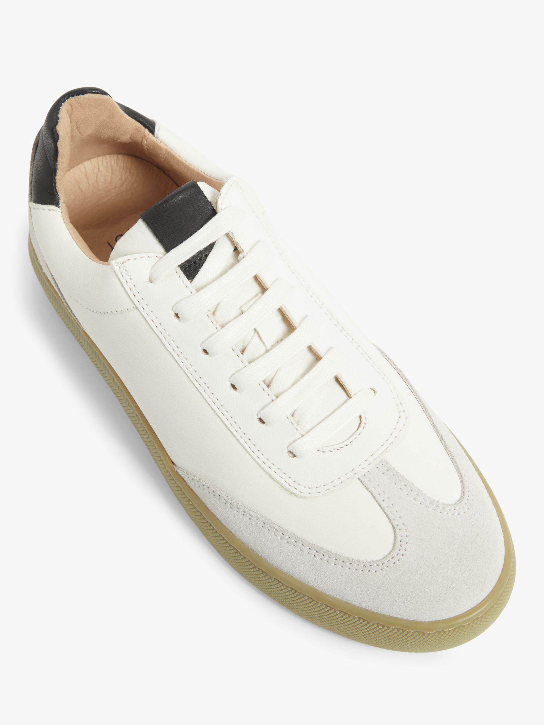 Buy John Lewis Fern Leather Trainers, White Online at johnlewis.com