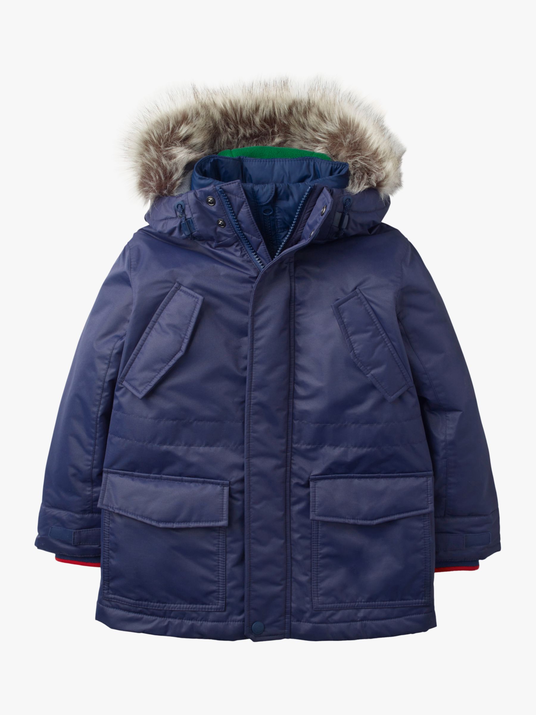 Mini Boden Boys' Cosy Waterproof Parka, College Navy at John Lewis ...