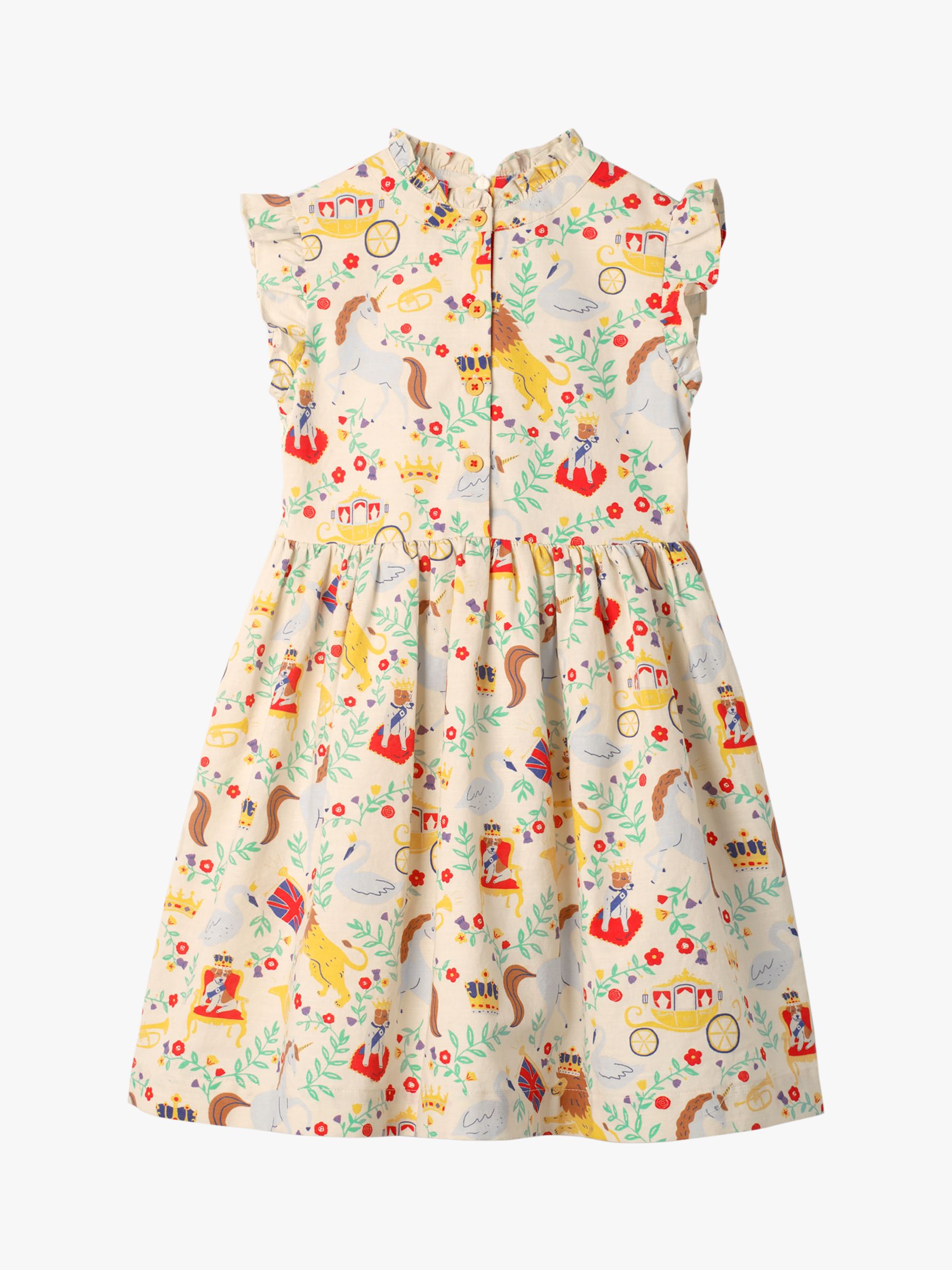 Mini Boden Girls' Crown Print Dress, Ivory at John Lewis & Partners
