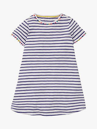 Mini Boden Kids' Mini Me Charlie Stripe Jersey Dress, Violet Navy/Ivory
