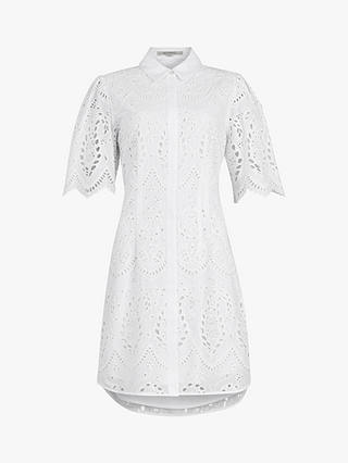 AllSaints Cecee Lace Mini Shirt Dress, White