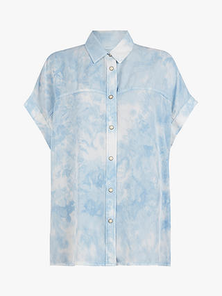 AllSaints Aliza Tie Dye Maxi Shirt, Blue