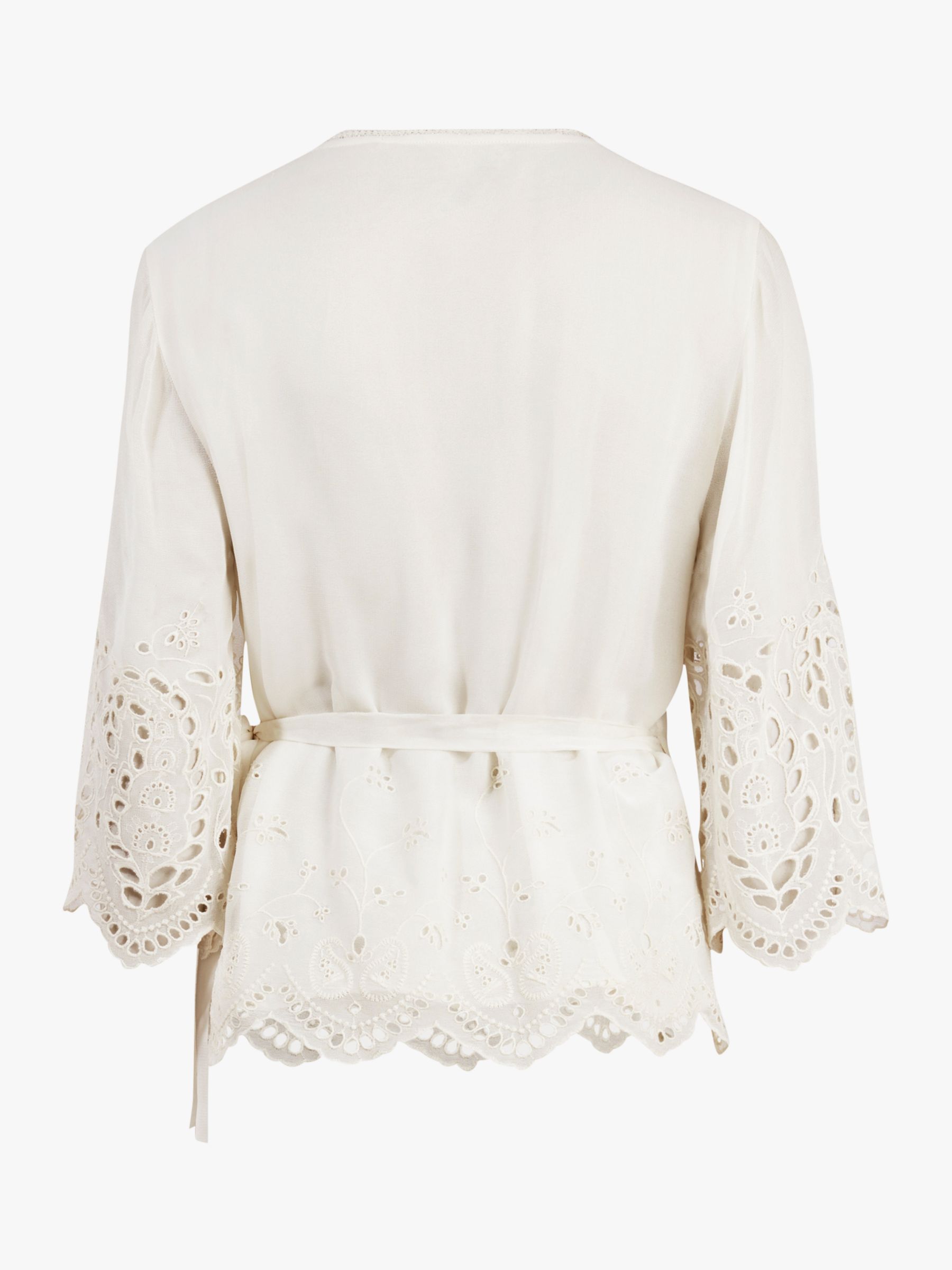 AllSaints Zariah Long Sleeve Floral Lace Top, White