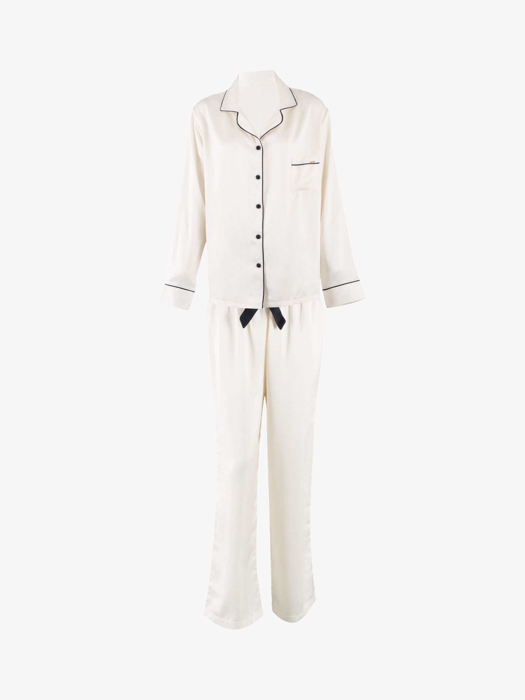 Bluebella Claudia Satin Trouser Pyjama Set, White, 8