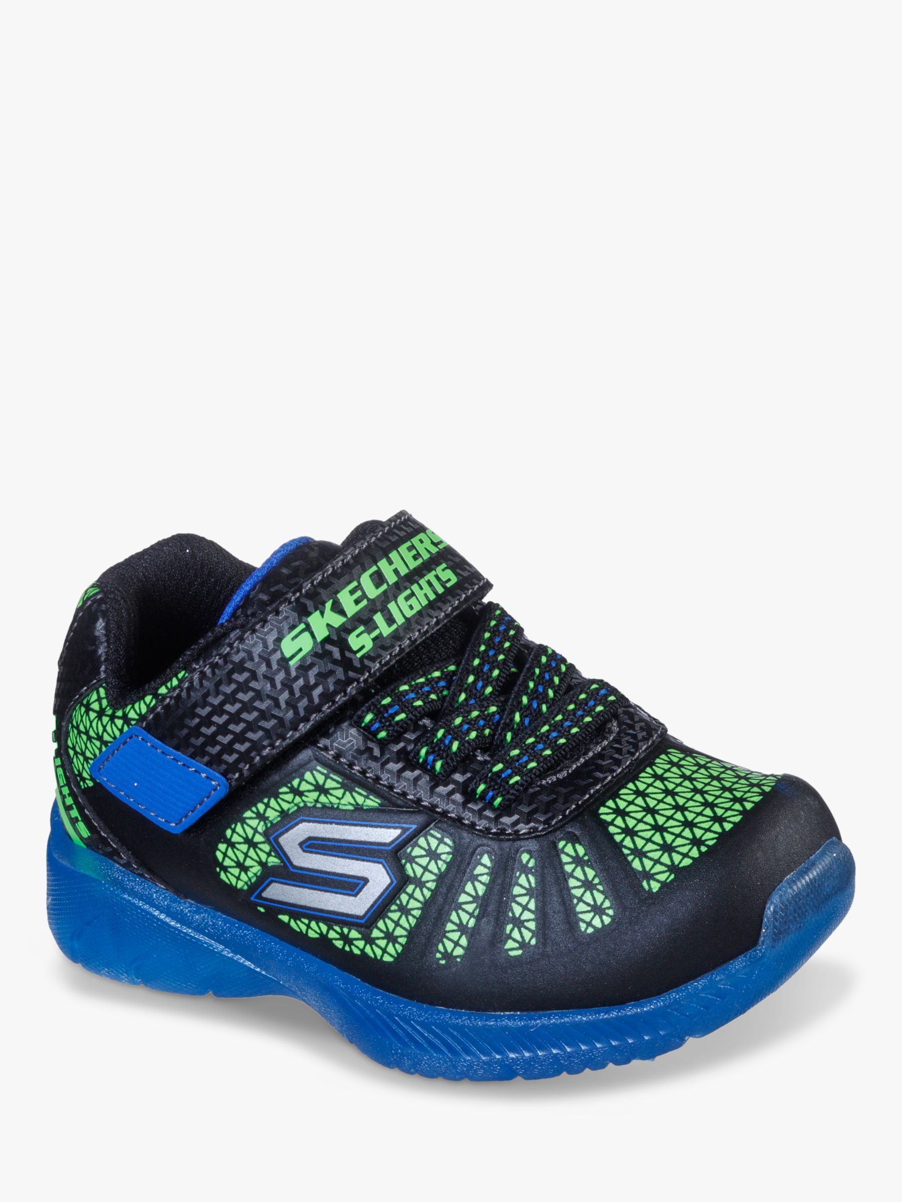 Skechers Children's S Lights Illumi-Brights Light Up Trainers, Black/Lime at John Lewis & Partners