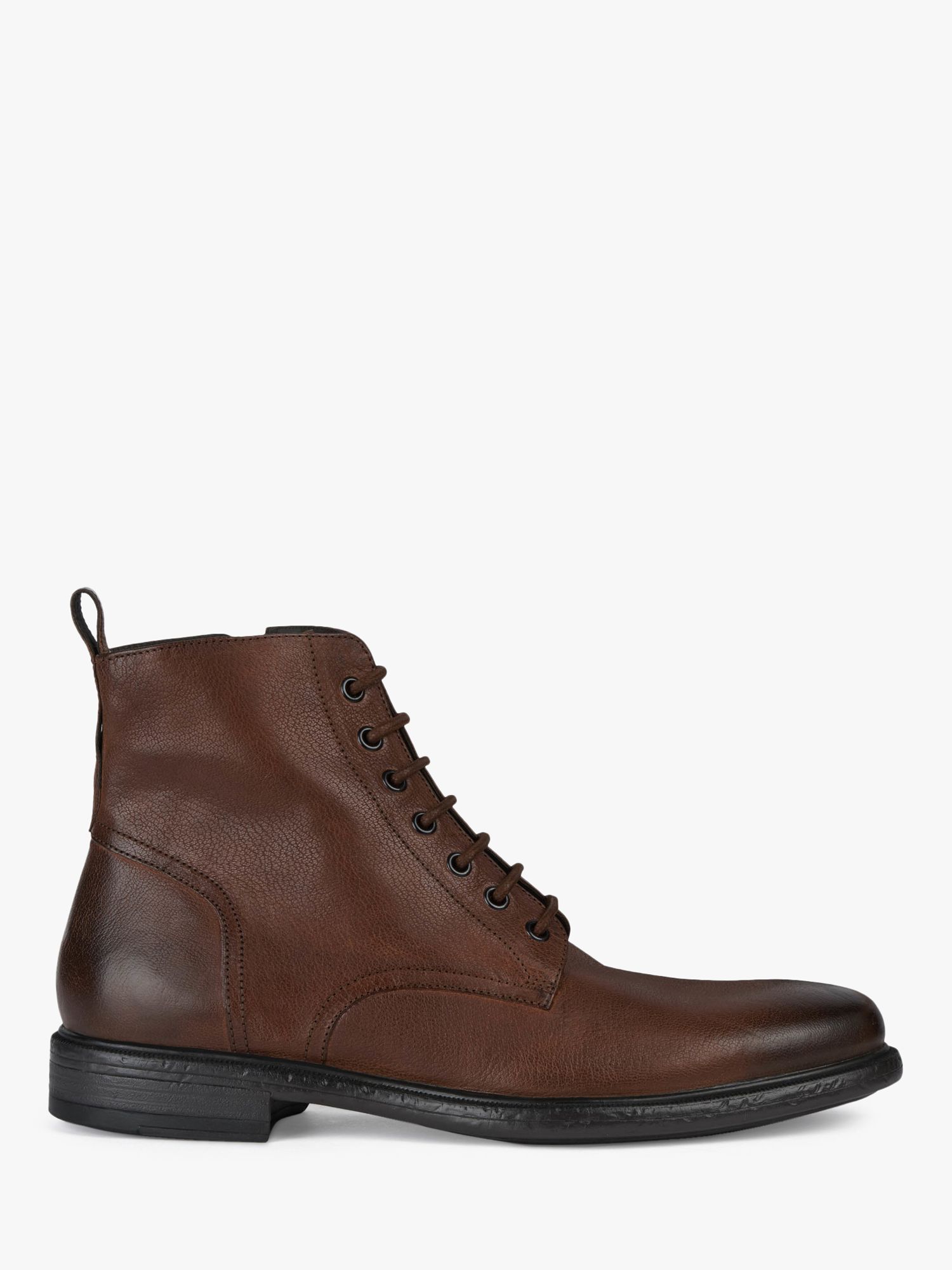 Geox Terence D Leather Lace Up Boots, Dark Cognac at John Lewis & Partners