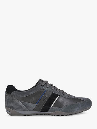 Geox Wells Leather Trainers, Anthracite