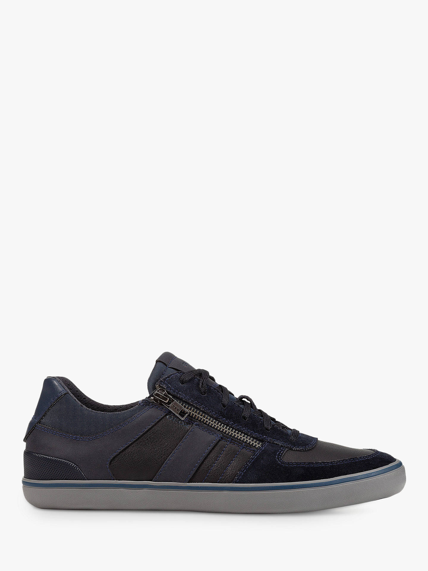 Geox Leather Zip Casual Shoes, Navy at John Lewis & Partners