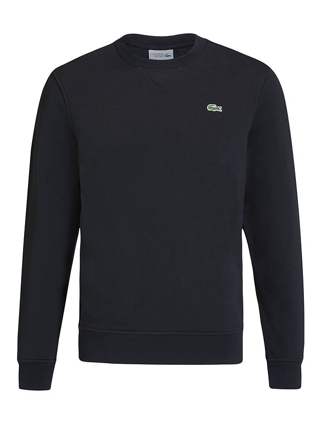 Lacoste Crew Neck Jersey Top, Black at John Lewis & Partners