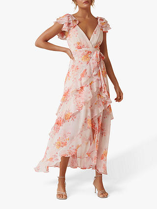 Forever New Ellery Ruffle Detail Floral Maxi Dress, Canyon Sunset