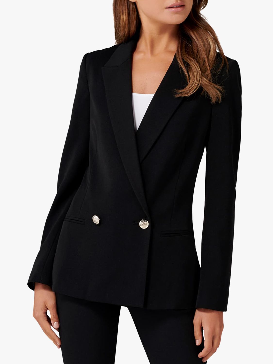 Forever New Dora Double Breasted Blazer, Black