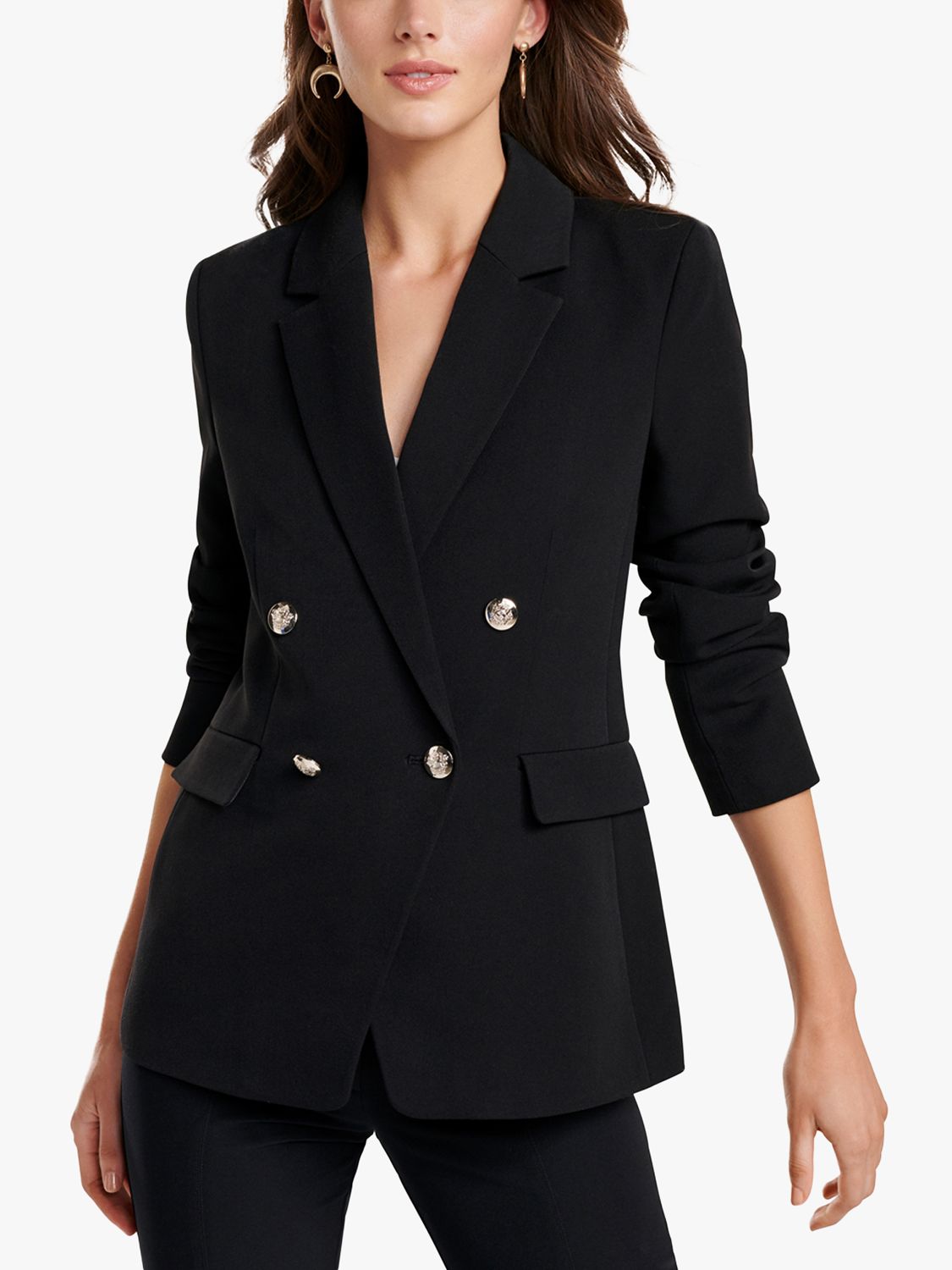 Forever New Leona Double Breasted Blazer, Black at John Lewis & Partners