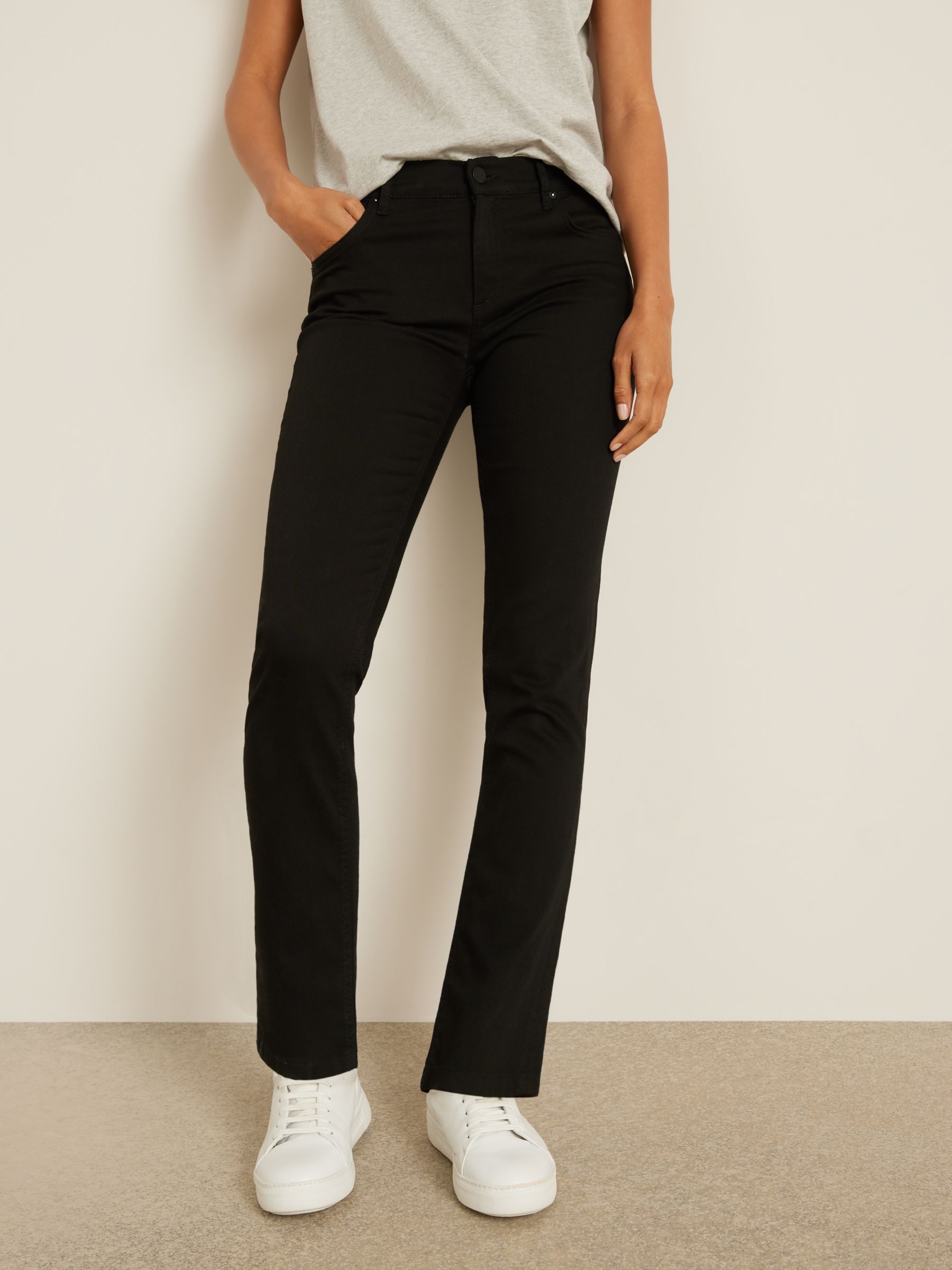 AND/OR Silverlake Straight Leg Jeans, Black at John Lewis & Partners