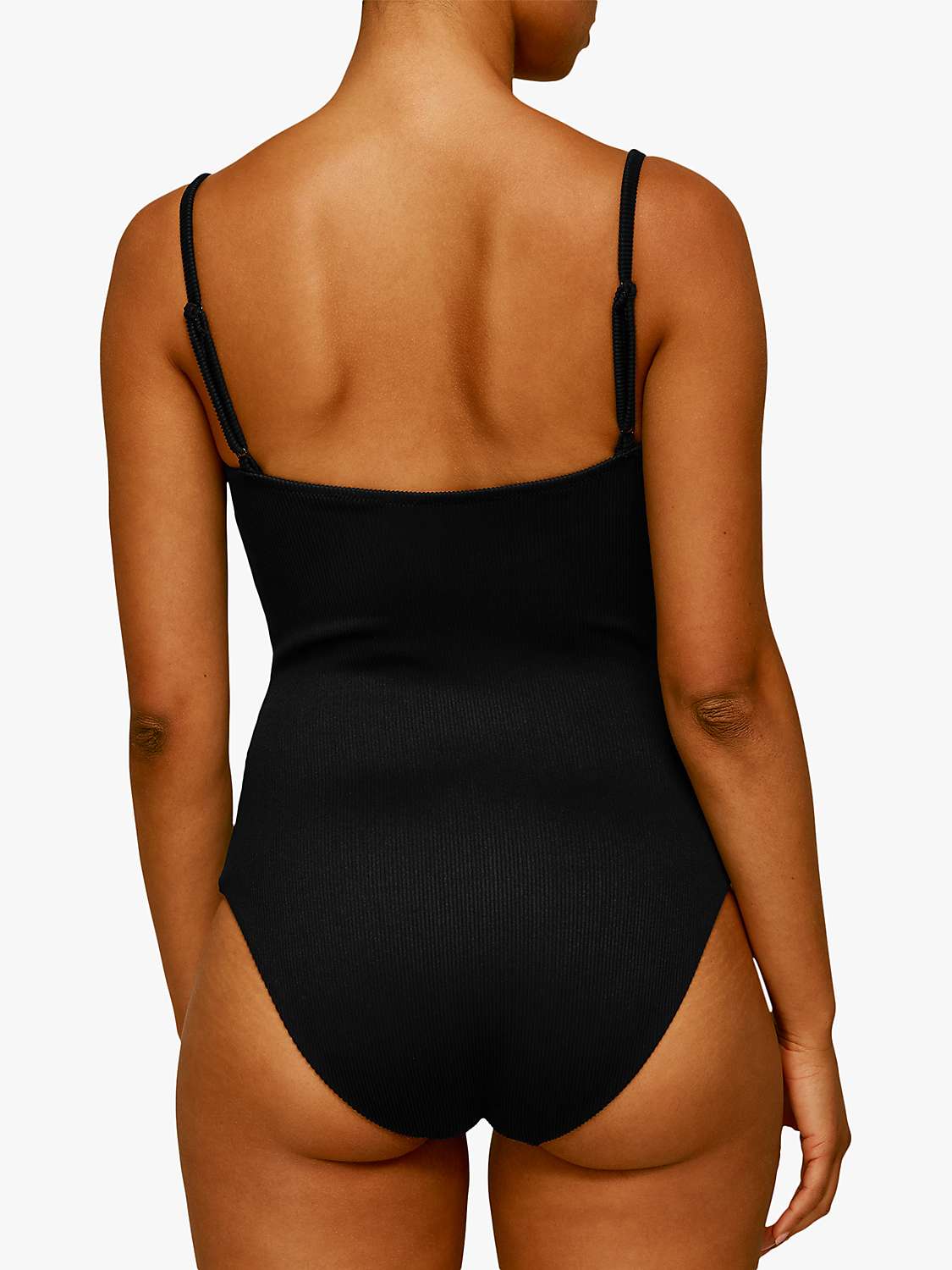 Buy Whistles Ribbed Swimsuit, Black Online at johnlewis.com