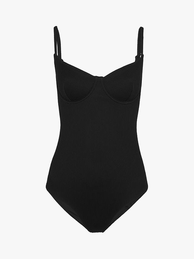 Whistles Ribbed Swimsuit, Black at John Lewis & Partners