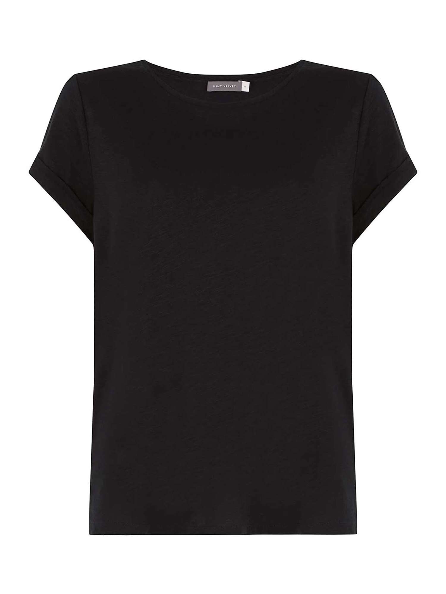 Mint Velvet Cotton Star T-Shirt, Black at John Lewis & Partners