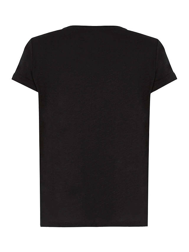 Mint Velvet Cotton Star T-Shirt, Black