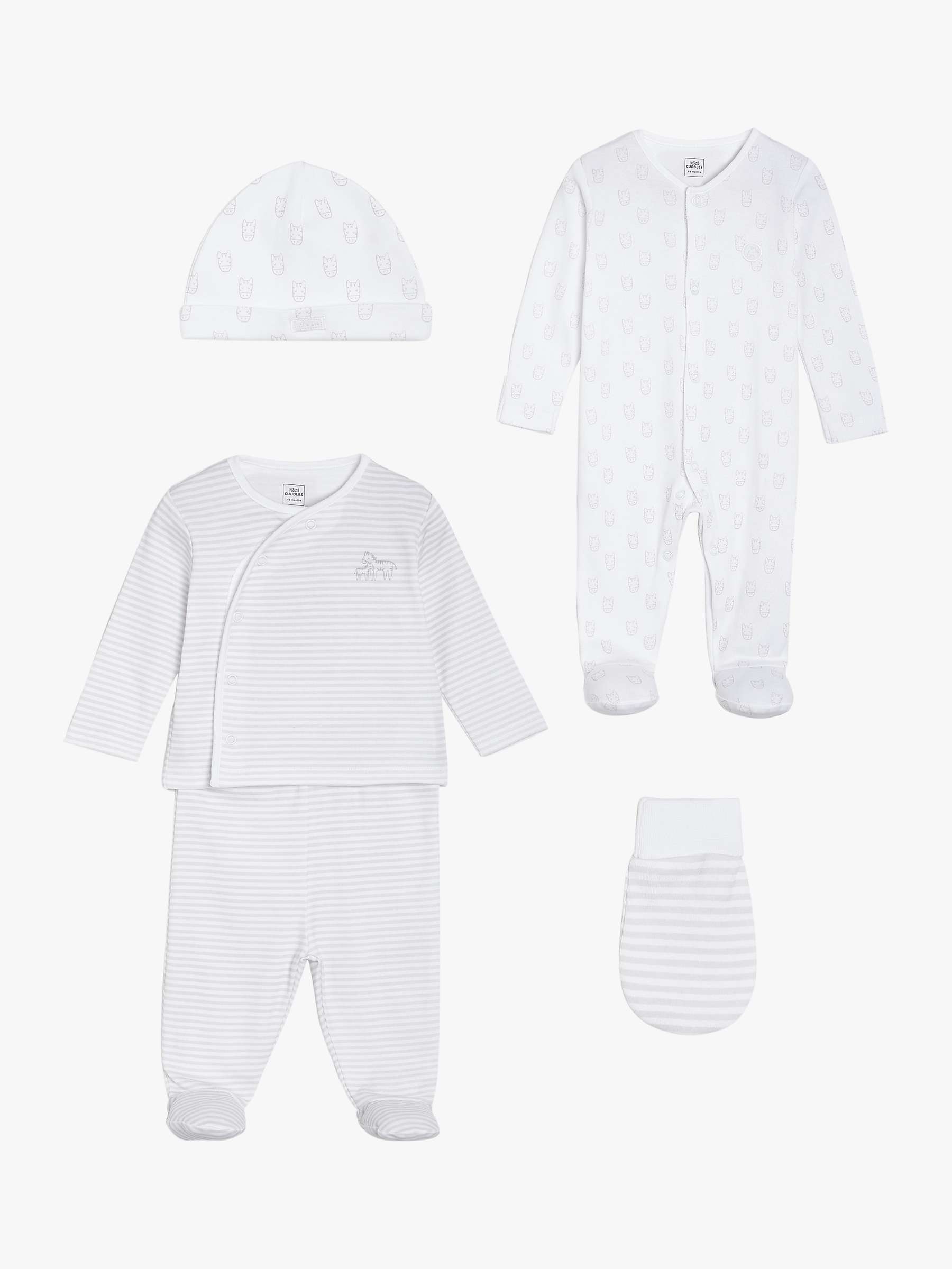 Buy Mini Cuddles Zebra Sleepsuit, Top, Jogger, Hat & Mittens Set, Multi Online at johnlewis.com