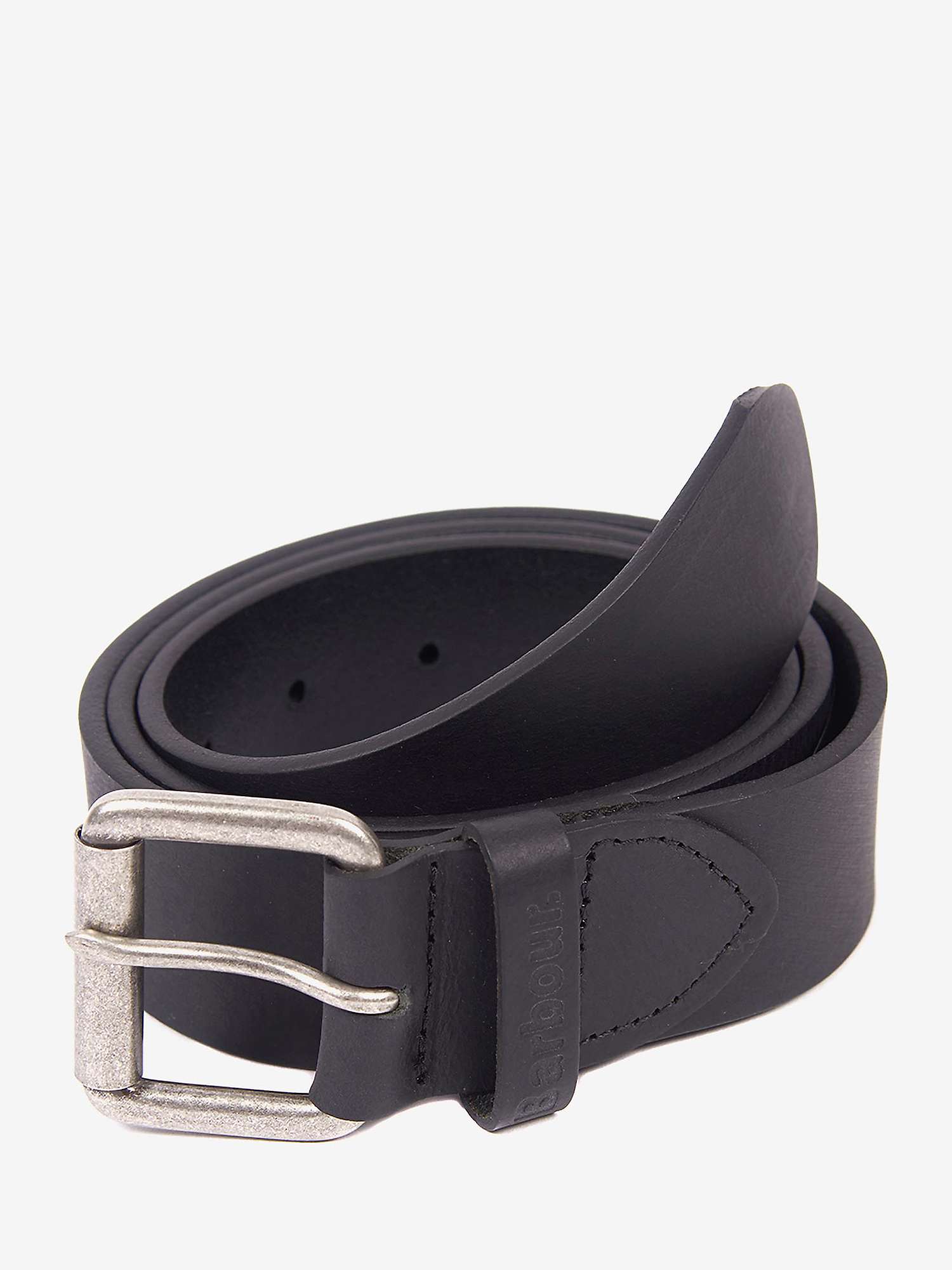 Buy Barbour Matt Leather Belt, Black Online at johnlewis.com