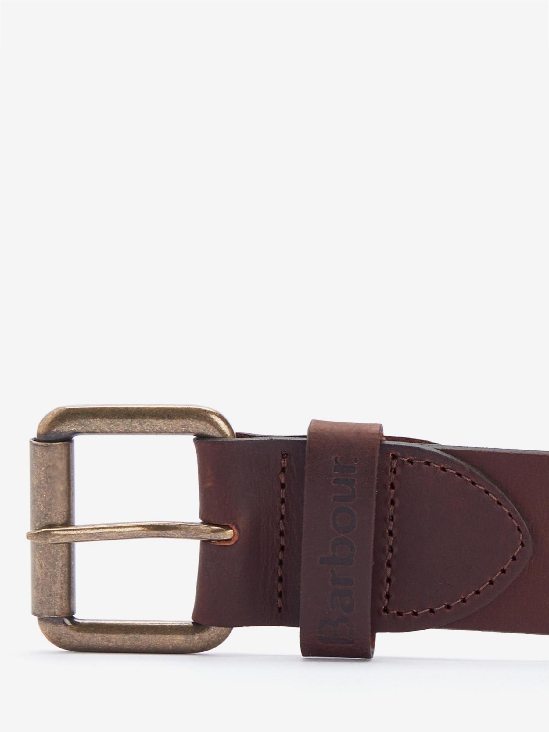 Barbour Matt Leather Belt, Brown, M