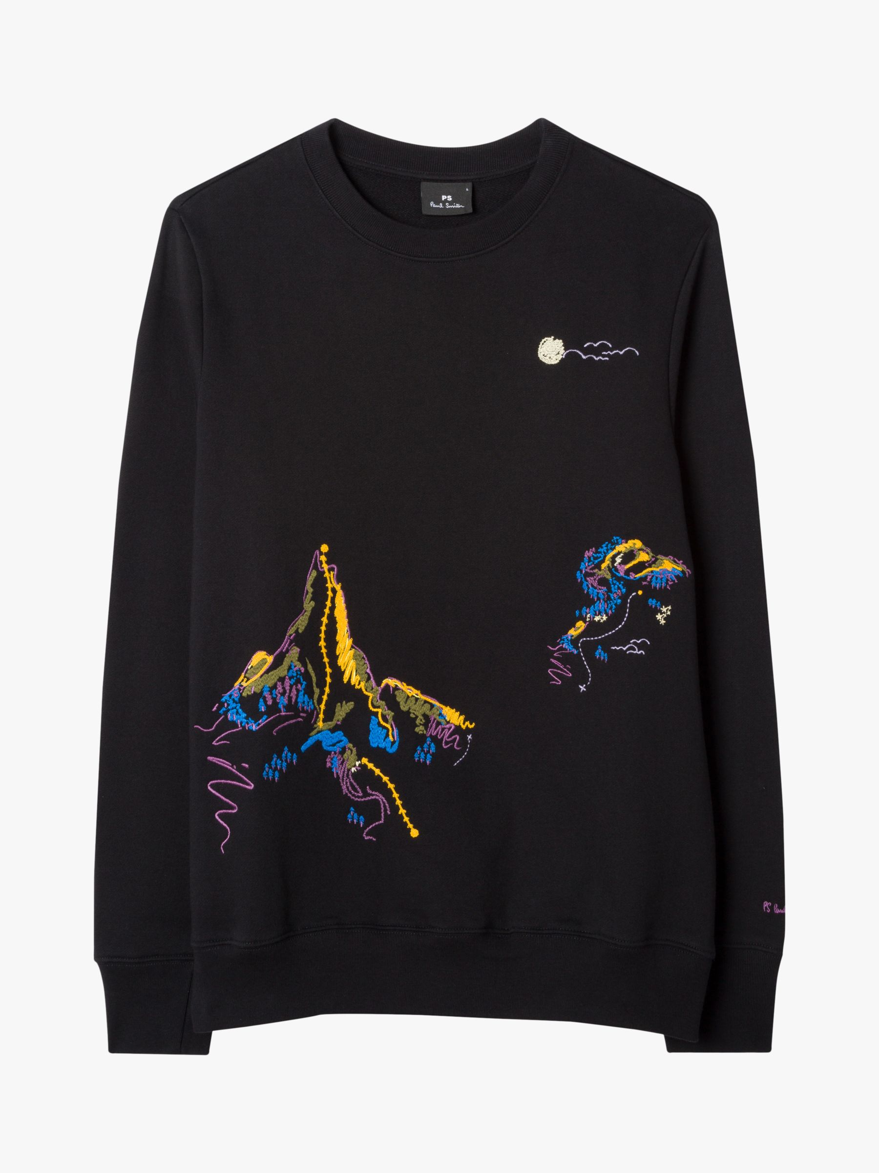 PS Paul Smith Organic Cotton Print Sweatshirt, Black at John Lewis ...