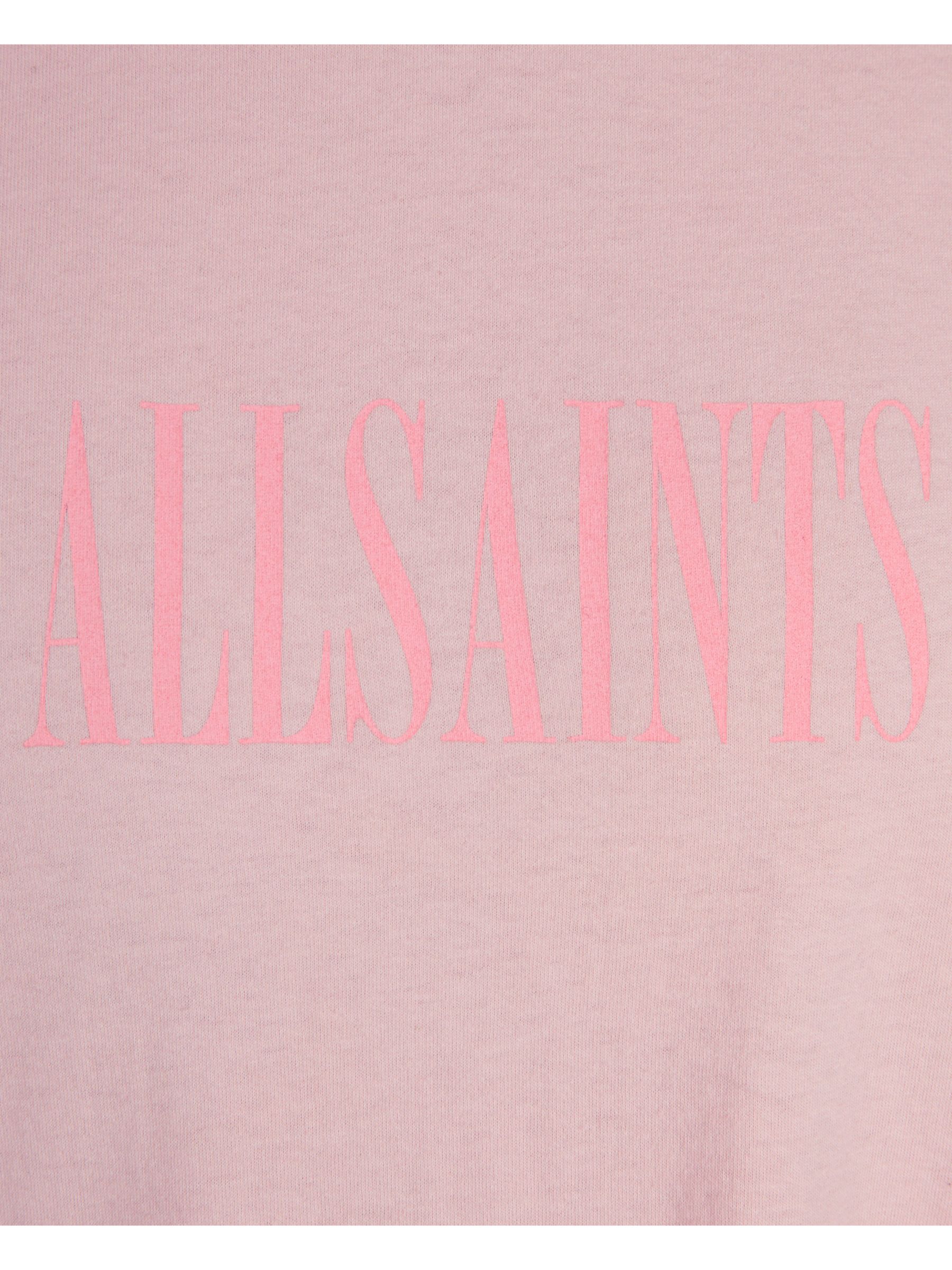 AllSaints Tonal Stamp Logo T-Shirt, Opal Pink at John Lewis & Partners