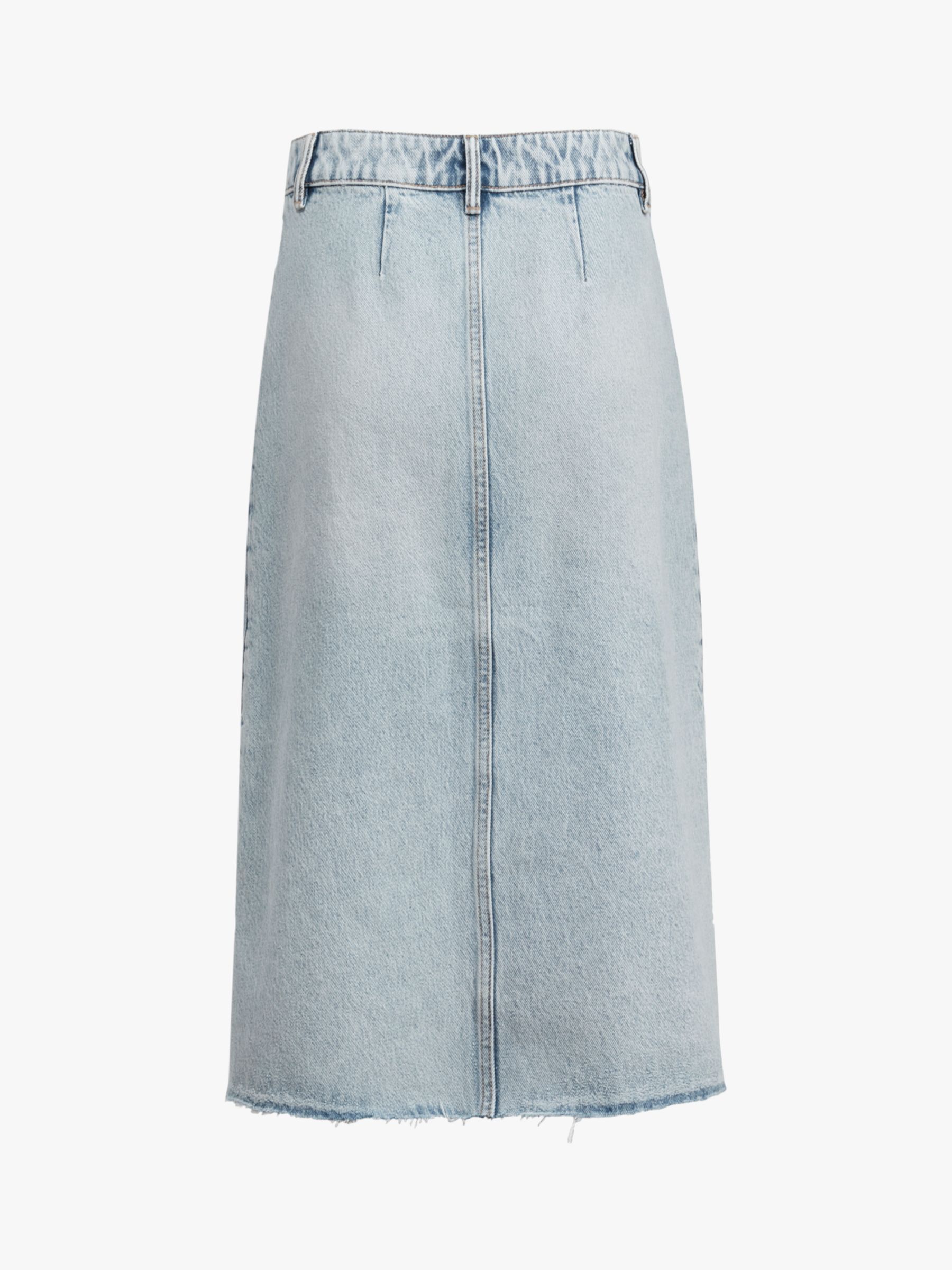 AllSaints Bonnie Washed Denim A-Line Midi Skirt, Indigo