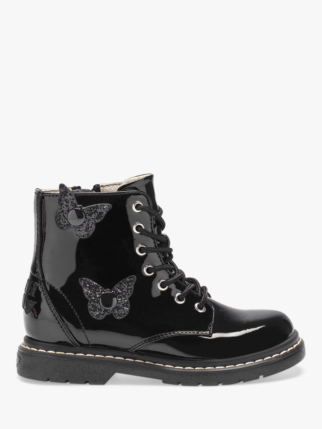 Lelli Kelly Children's Fairy Wings Classic Lace-Up Boots, Black Patent
