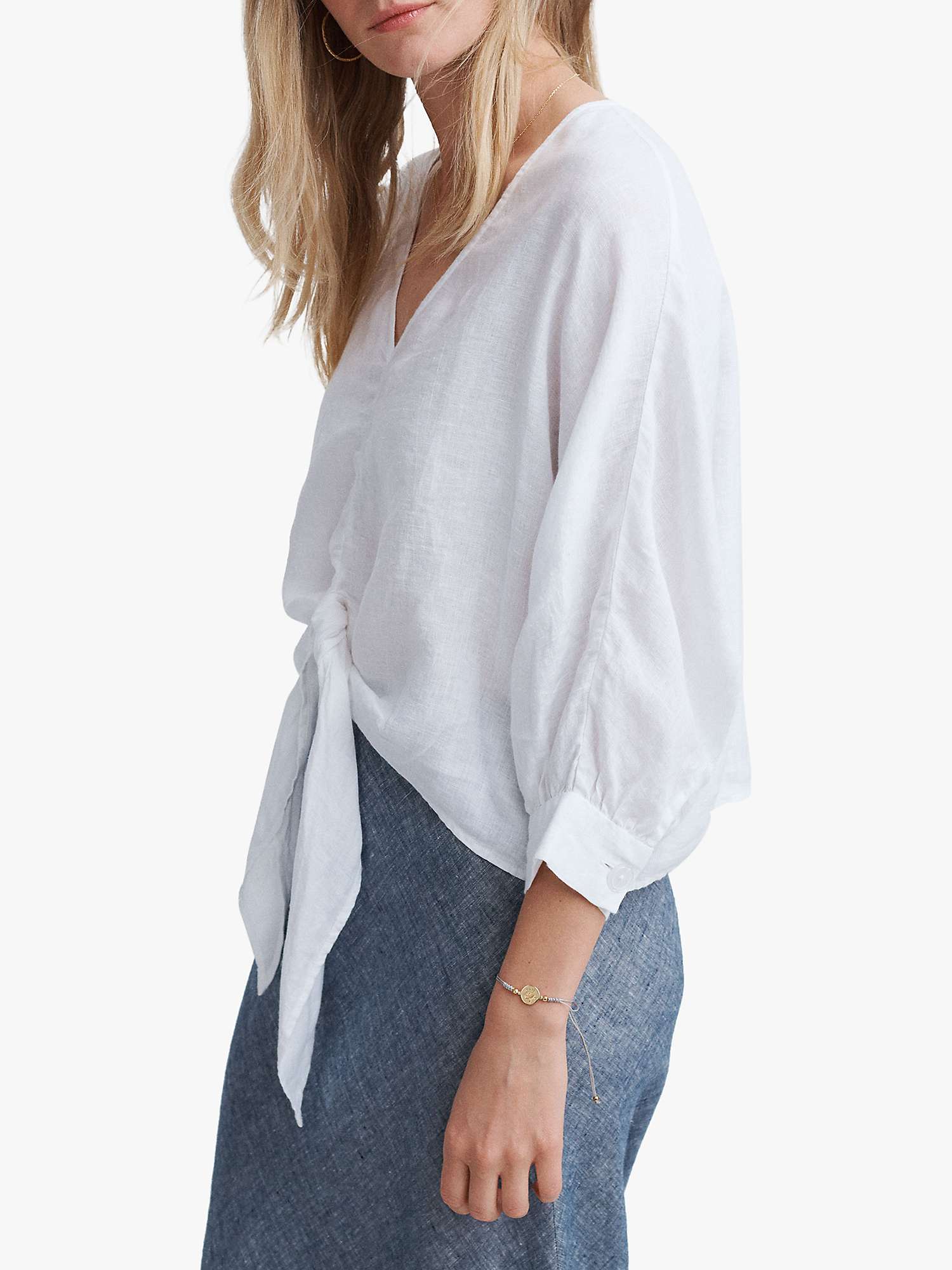 Buy NRBY Anya Linen Tie Front Shirt Online at johnlewis.com