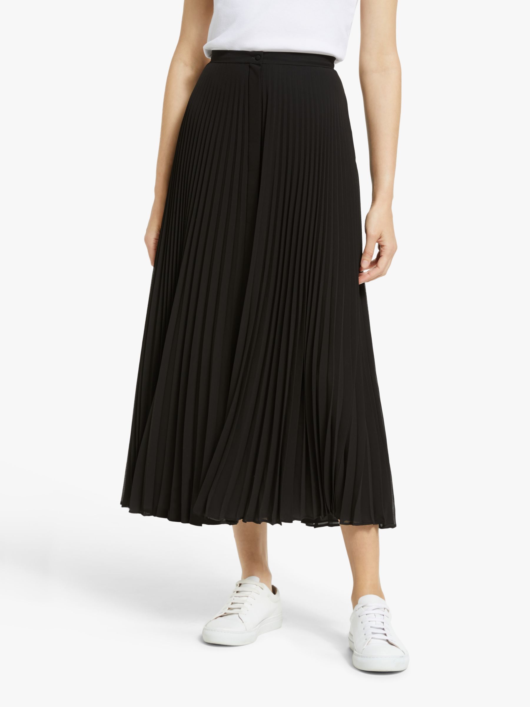 Theory Pleated Skirt, Black at John Lewis & Partners