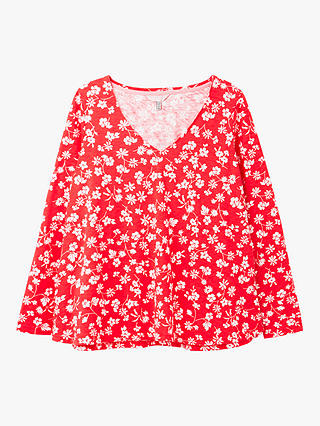 Joules Harbour Floral Jersey Top, Red Floral