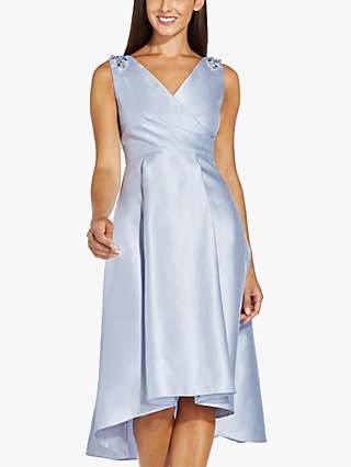 Adrianna Papell Mikado V-Neck Dress, Light Blue