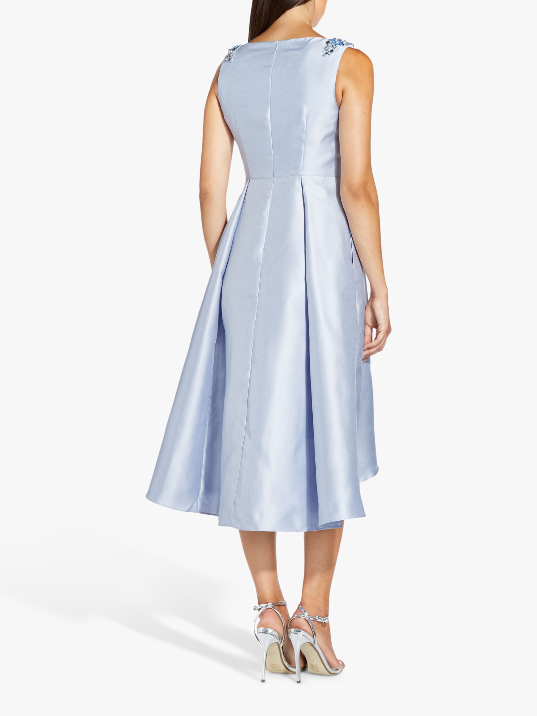 Adrianna Papell Mikado V-Neck Dress, Light Blue at John Lewis & Partners