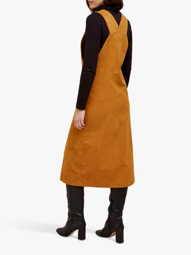 Midi cord clearance pinafore dress