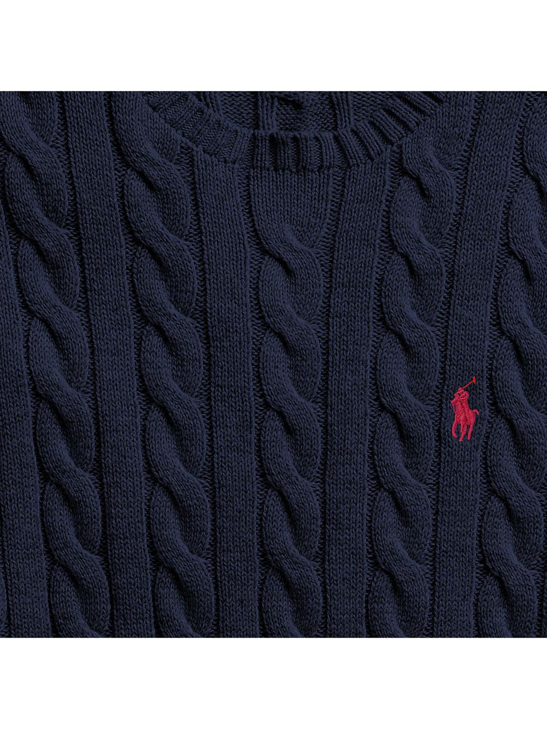 Polo Ralph Lauren Cotton Cable Knit Jumper, Hunter Navy at John Lewis ...