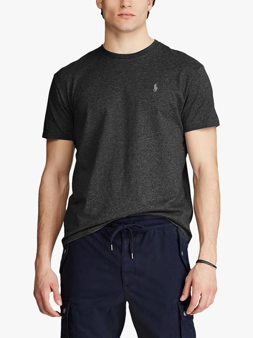 Polo Ralph Lauren Short Sleeve Custom Fit Crew Neck T-Shirt, Black Marl at  John Lewis & Partners