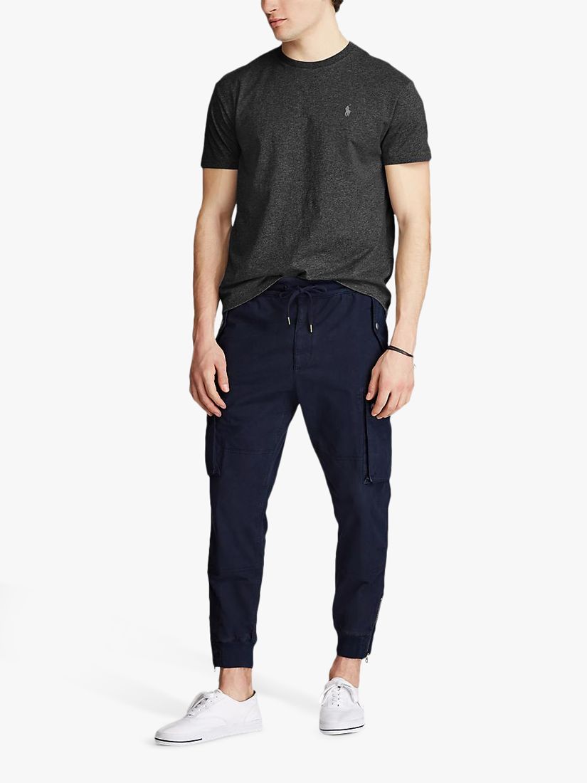 Polo Ralph Lauren Short Sleeve Custom Fit Crew Neck T-Shirt, Black Marl at  John Lewis & Partners