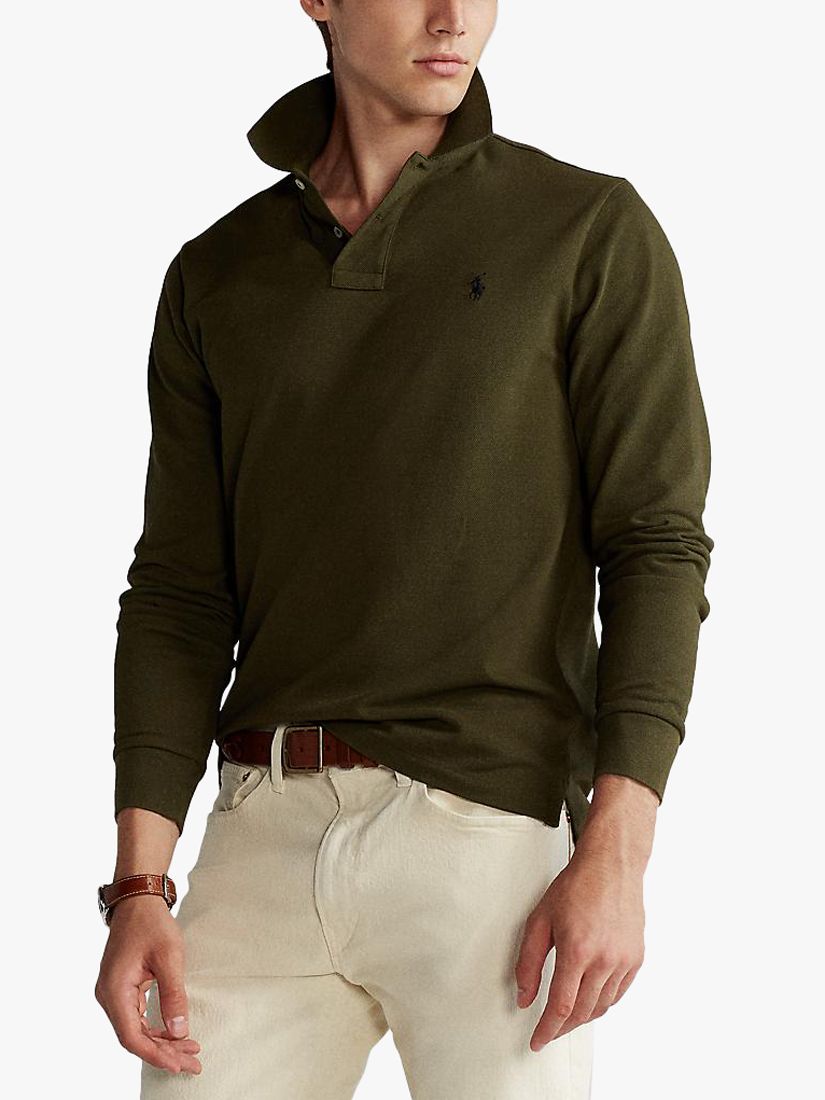 Polo ralph lauren custom slim fit mesh on sale polo long sleeve