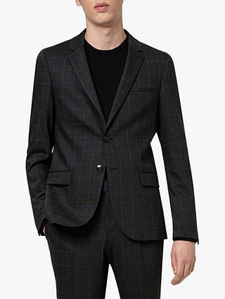 HUGO by Hugo Boss Anfred204 Prince of Wales Check Washable Suit Jacket, Charcoal